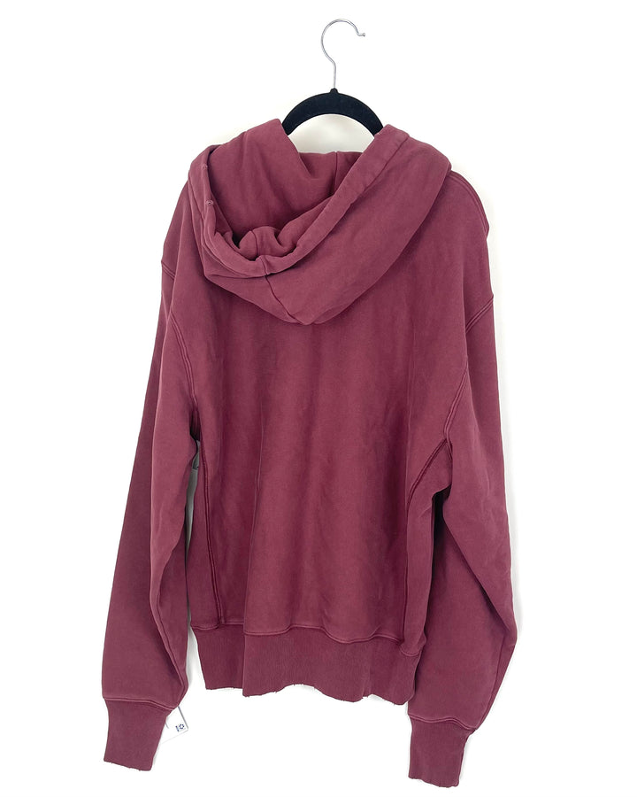 Burgundy Distressed Graphic Hoodie - Medium
