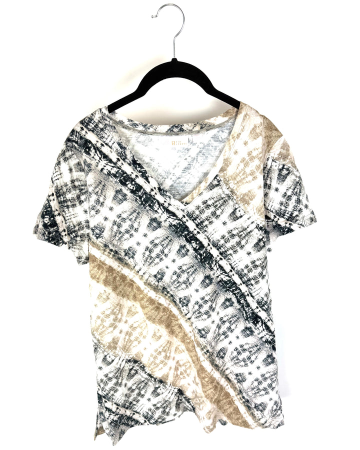 Black And Beige Tie-Dye T-Shirt - Size 6/8