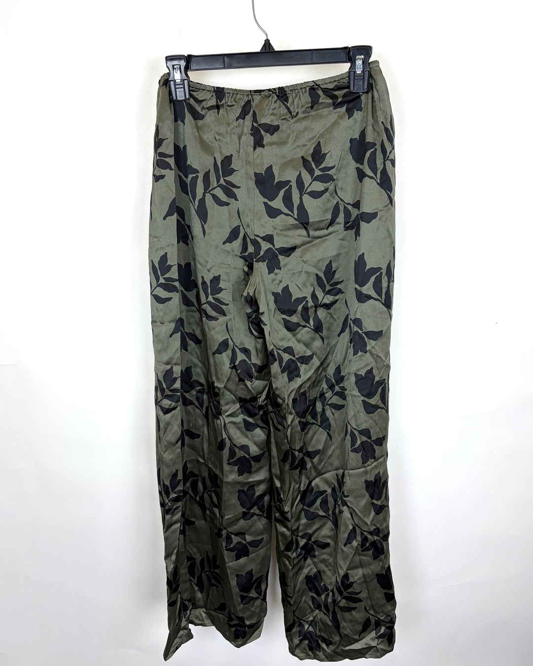 Forest Green Leafy Printed Silk Pants - Size 4/6
