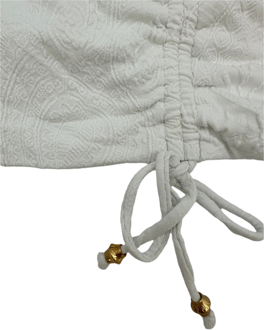 White Embossed Bandeau Bikini Top -  XS, L, XL, XXL