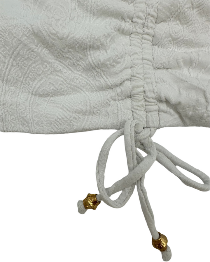 White Embossed Bandeau Bikini Top -  XS, L, XL, XXL