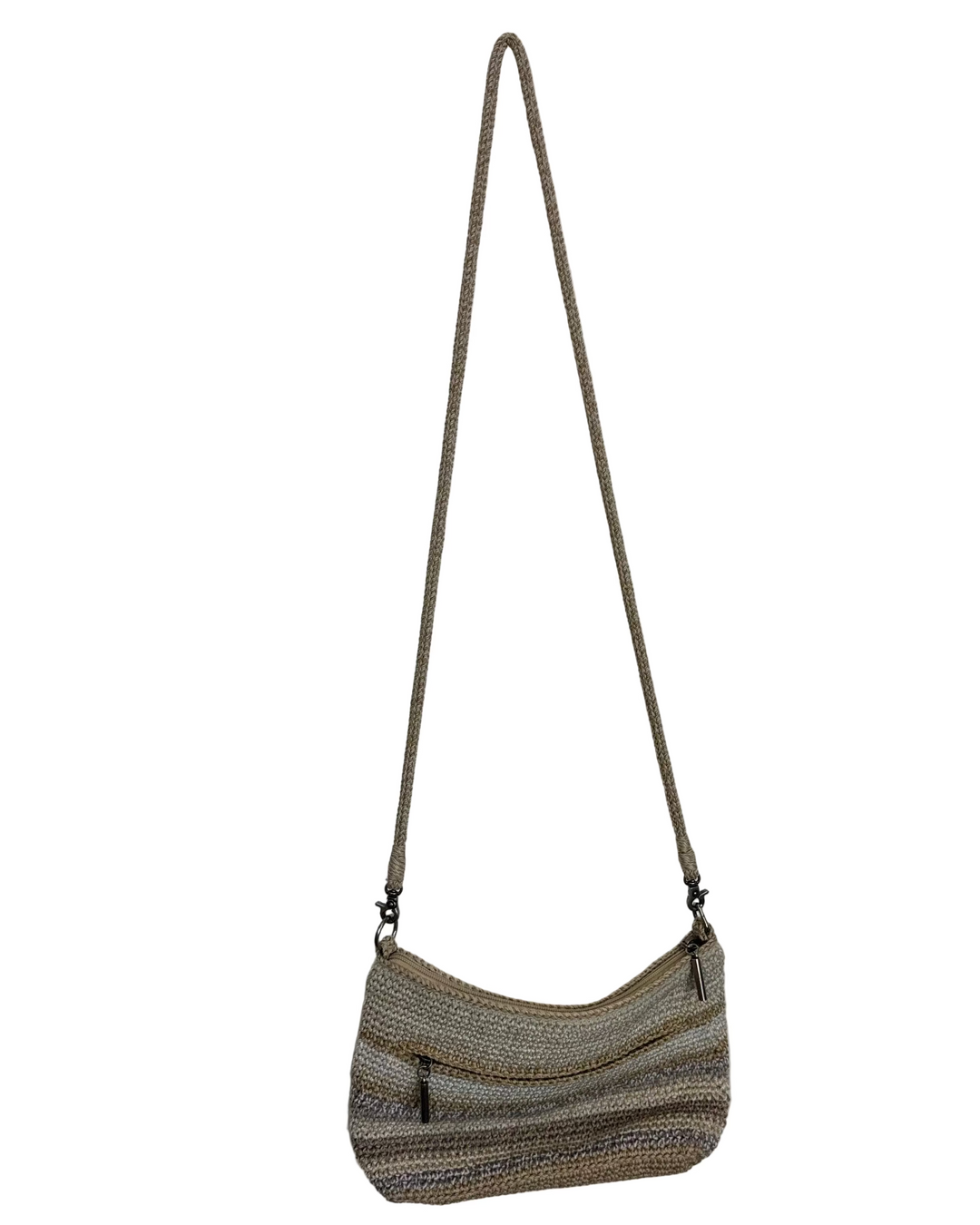 White & Beige Crochet Crossbody Bag