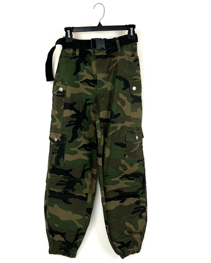 Camo Cargo Jogger with Buckle Belt - Size 4/6
