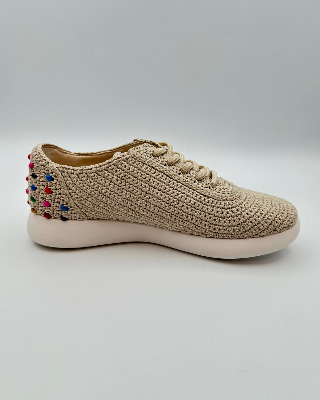 White Beaded Crochet Sneakers - Size 6