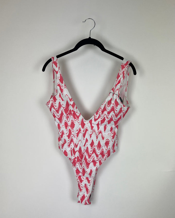 Pink and White Swimsuit - Small