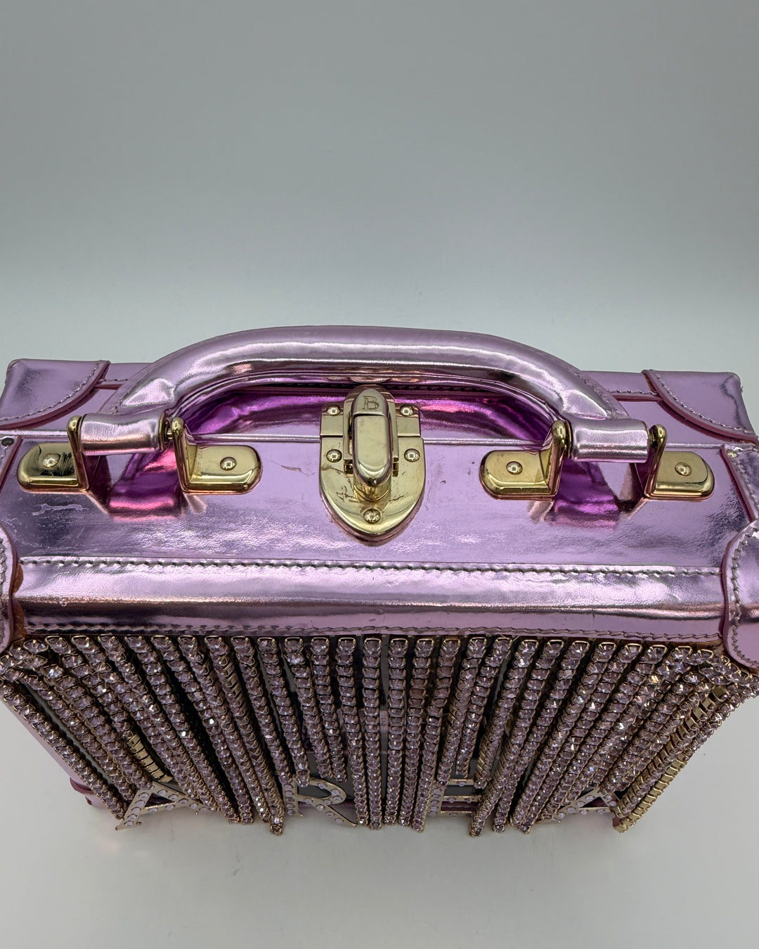 Metallic Pink and Gem Fringe Structured Bag
