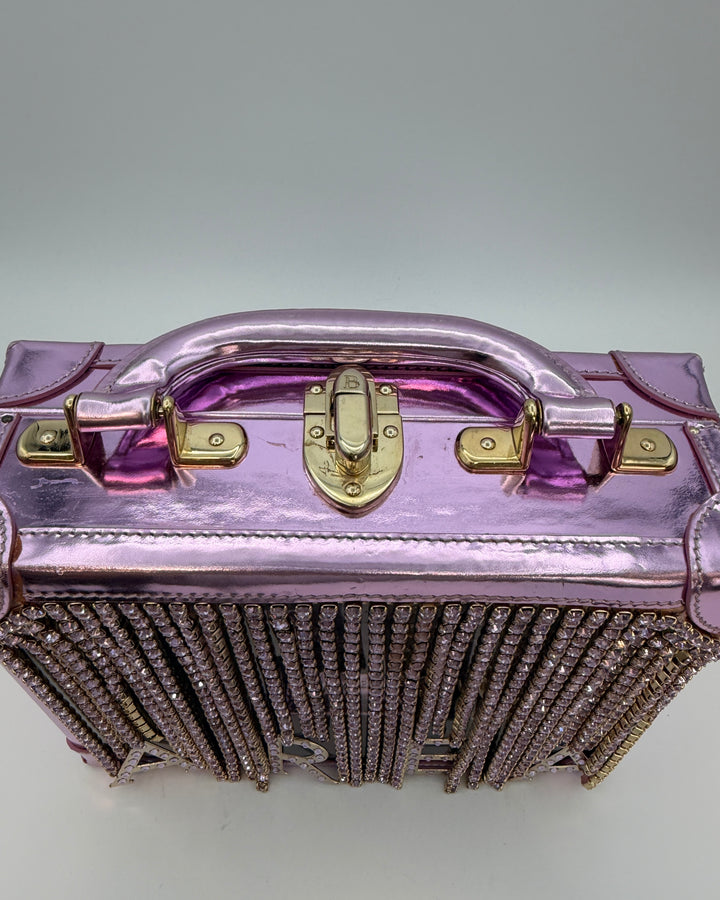 Metallic Pink and Gem Fringe Structured Bag