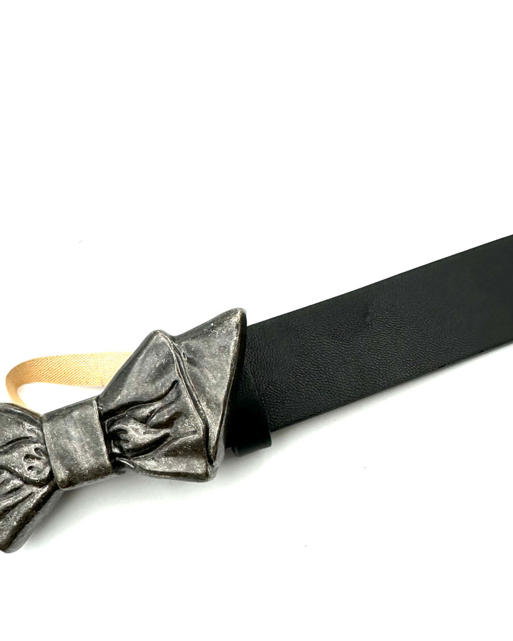 Black Belt with Bow Gunmetal Hardware - Size Medium