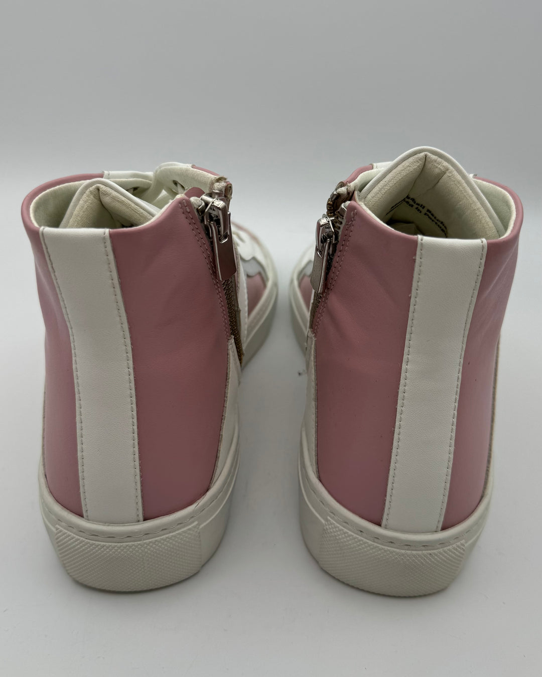 Pink And White Leather High Top Sneakers - Size 6 and 8