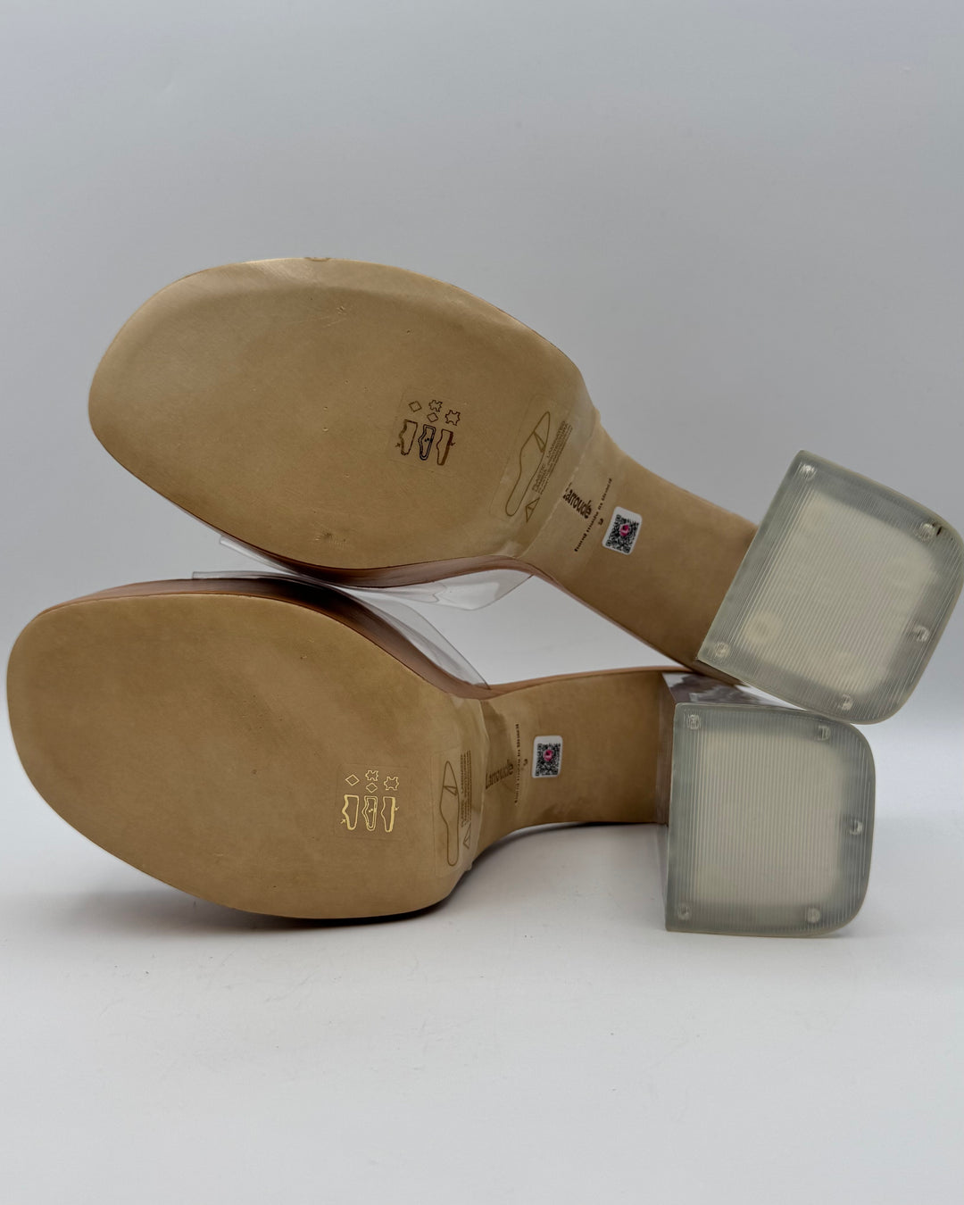 Tan And Clear Platform Mule - Size 8 and 9
