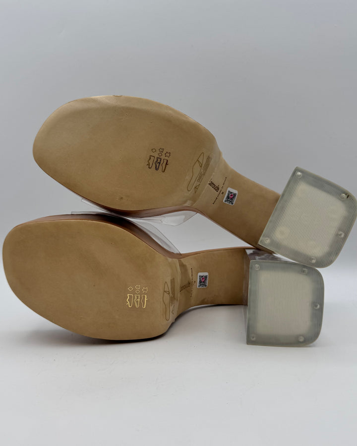 Tan And Clear Platform Mule - Size 8 and 9