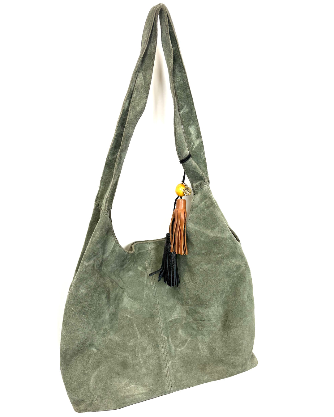 Dark Olive Green Suede Shoulder Bag
