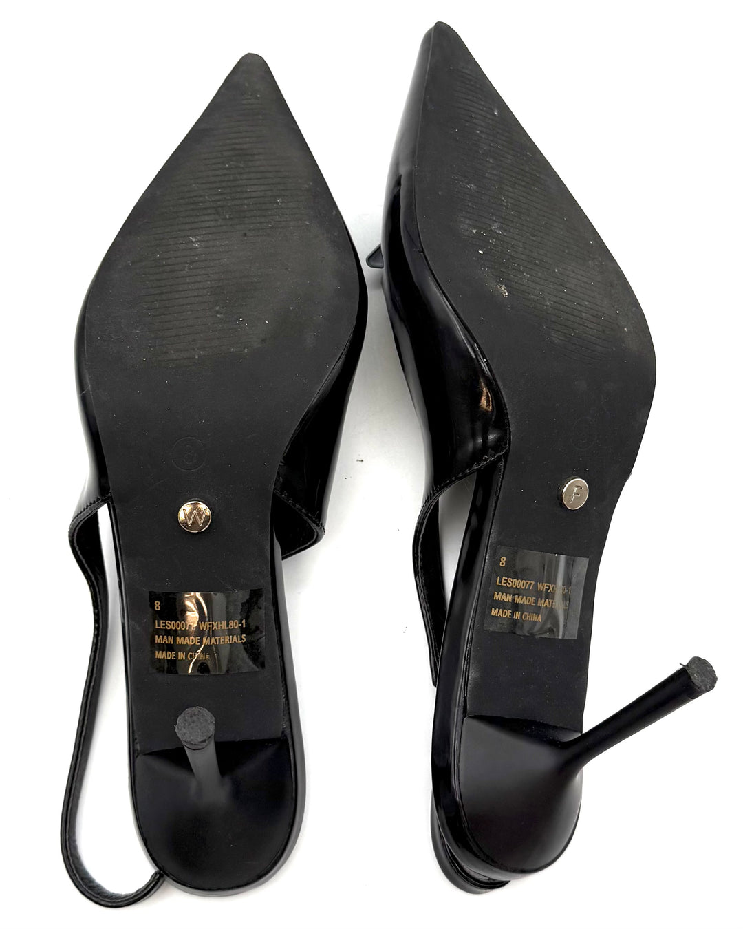 White Fox Slingback Heels - Size 8