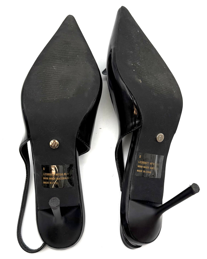 White Fox Slingback Heels - Size 8