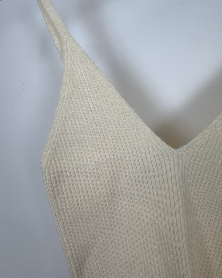 Cream Ribbed Knit Tank Top - Size 00/0 and 0/2