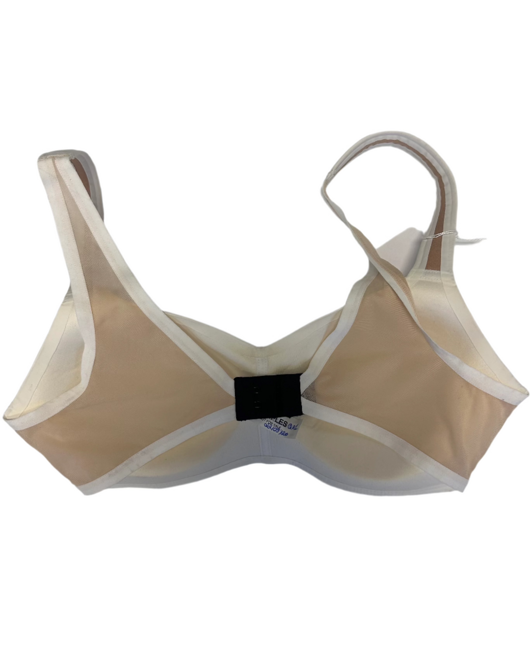 Ivory and Beige Mesh Panel Bra - Medium