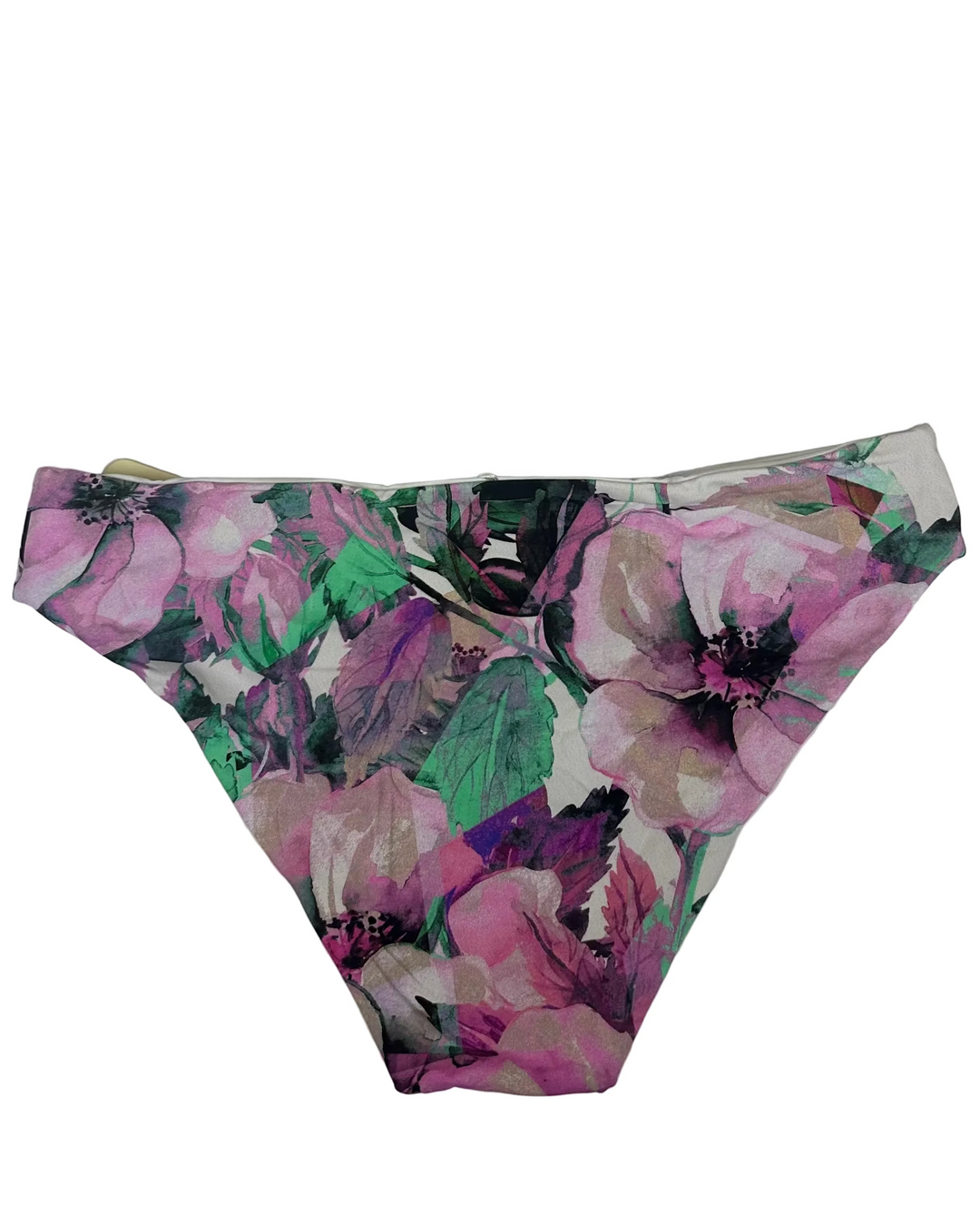 Purple Floral and White Reversible Classic Bikini Bottom - XS, S, M, L, XL