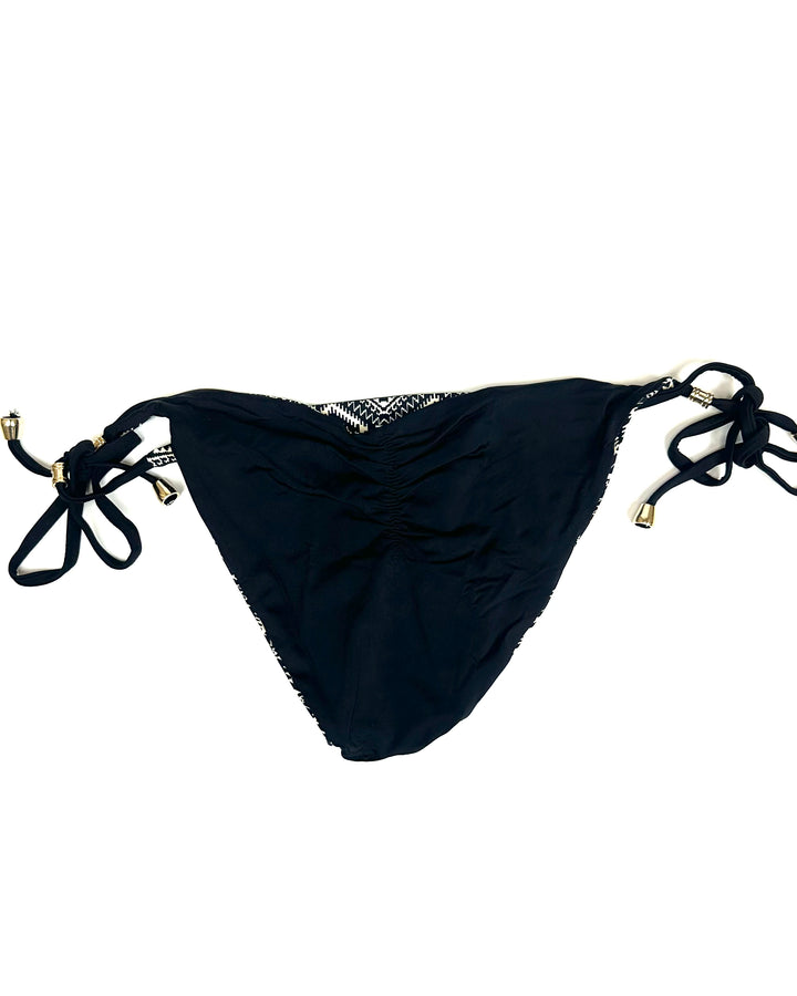 Black & Cream Printed Reversible Scrunch Bikini Bottom - XS, S, M