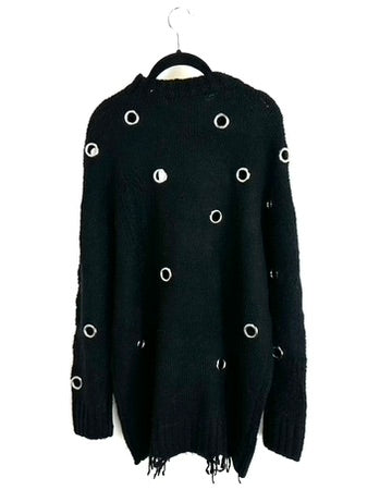 Black and Silver Grommet Sweater - Size 6/8