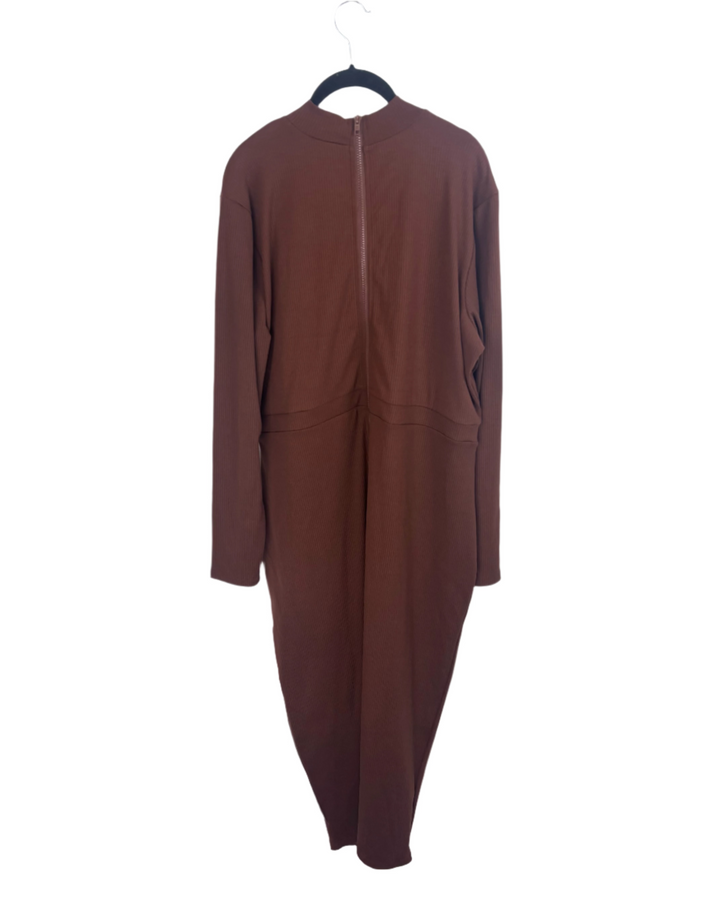 Fall Brown Turtleneck Dress - Size 2X