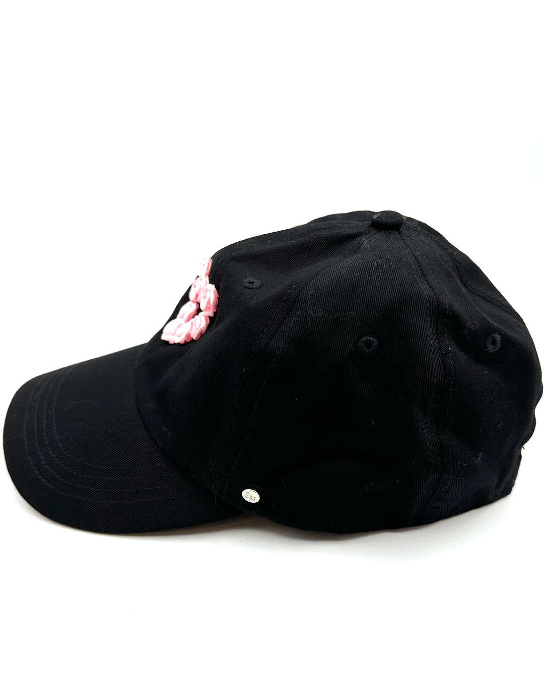 Black & Pink Rose Heart Baseball Hat - One Size