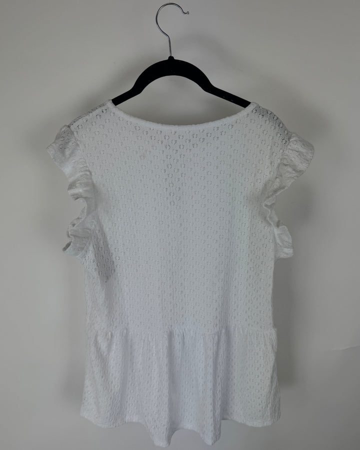 White Crochet Short-Sleeve Shirt - Size 4/6