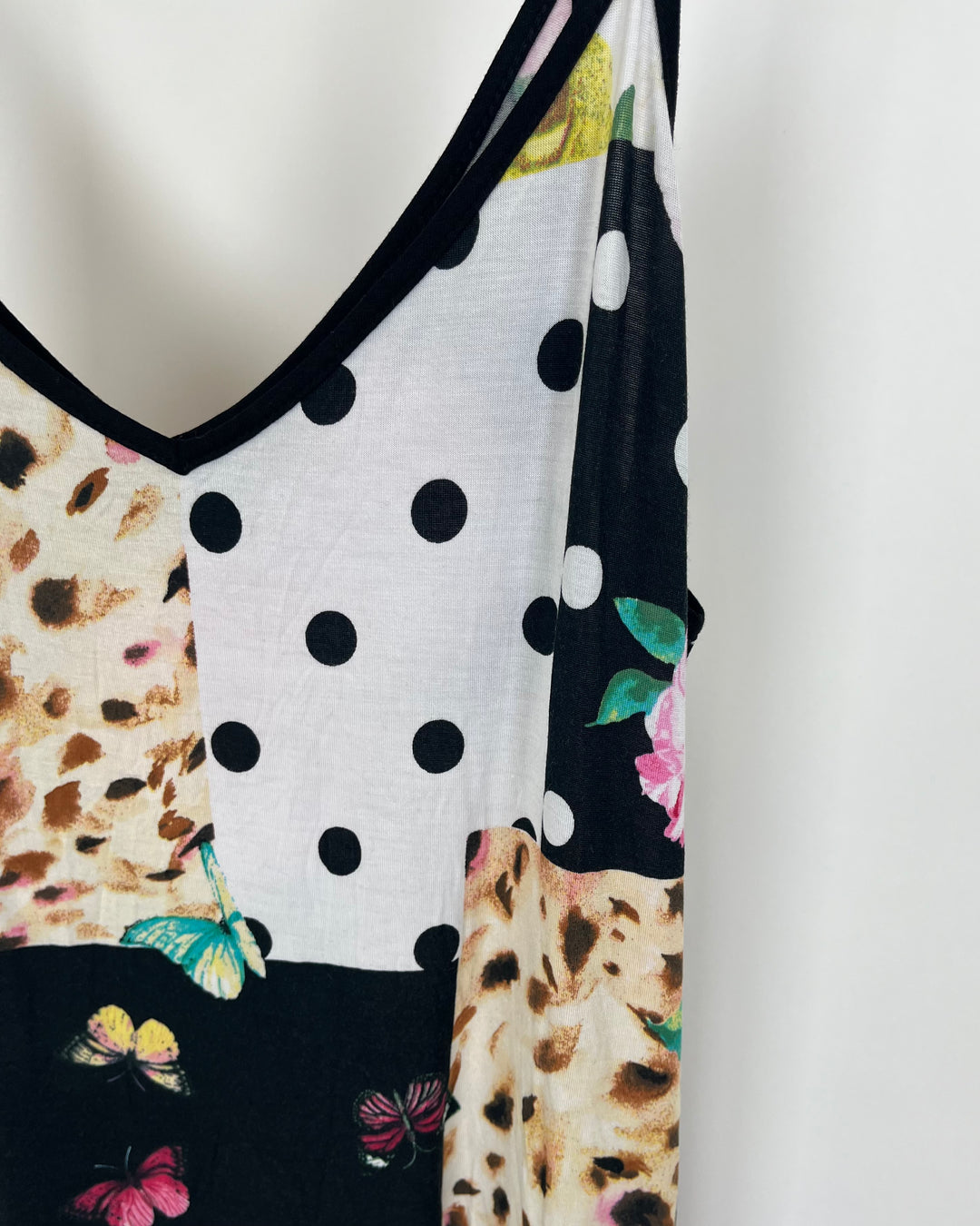 Multi-Pattern Patchwork Slip Lounge Dress - Size 6/8