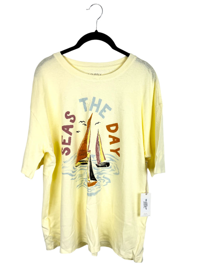 Seas The Day Yellow T-shirt- Small