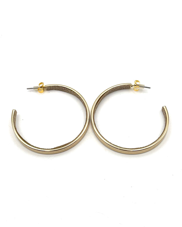 Thick Gold Hoops with Glitter Interior