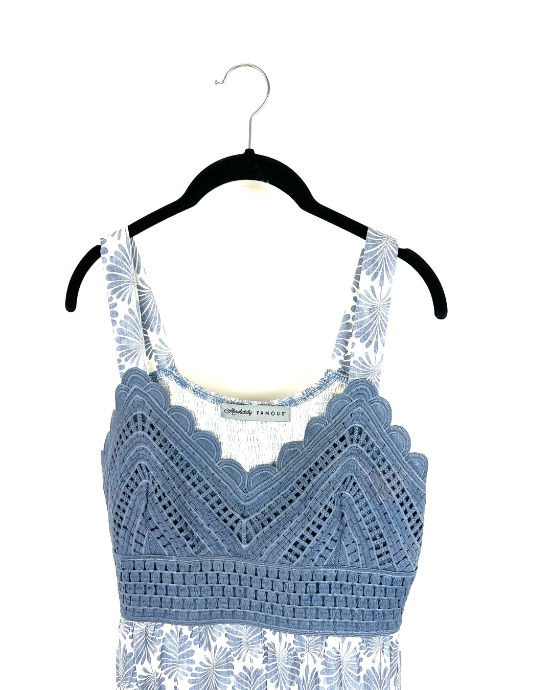 Blue And White Printed Dress - Size 6/8