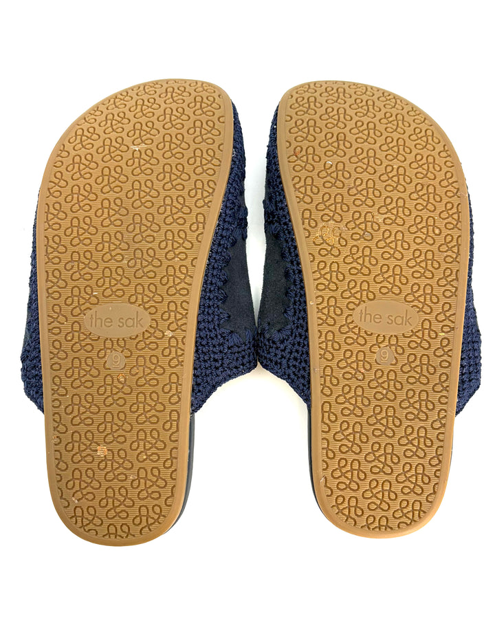 Navy Blue Embroidered Clog - Size 9