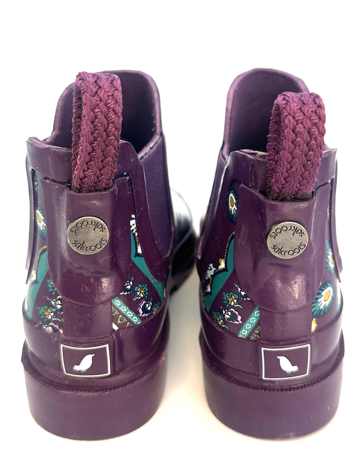 Purple Abstract Rainboot - Size 6