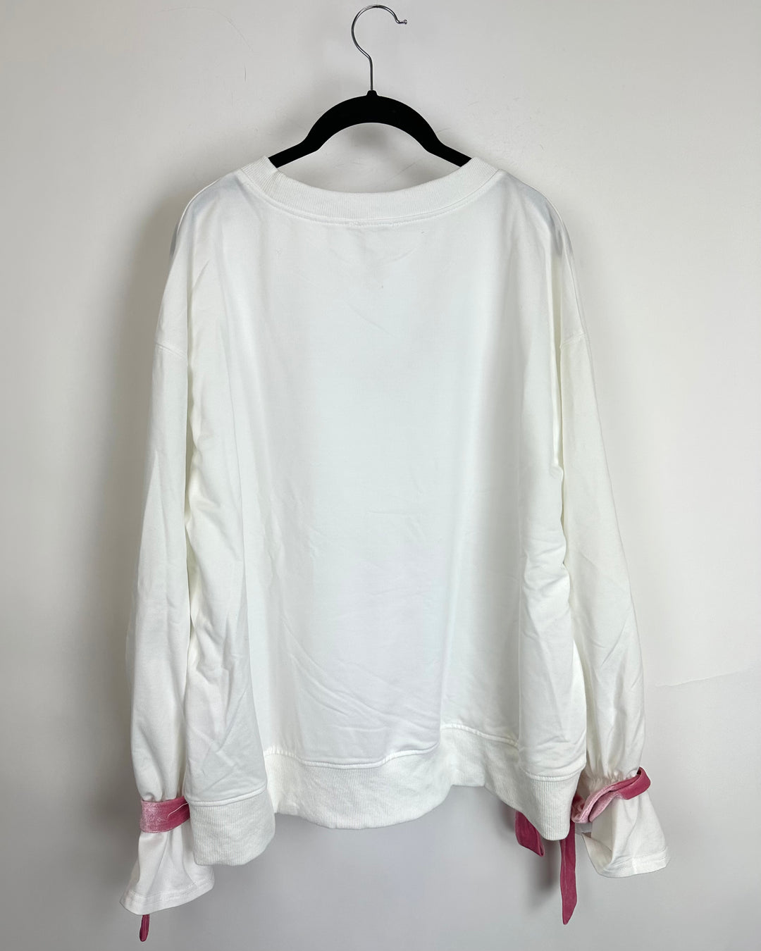 White Rhinestone Bow Heart Sweater - Size 14/16