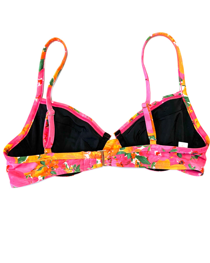 Pink and Orange Hibiscus Bikini Top - Size 2/4