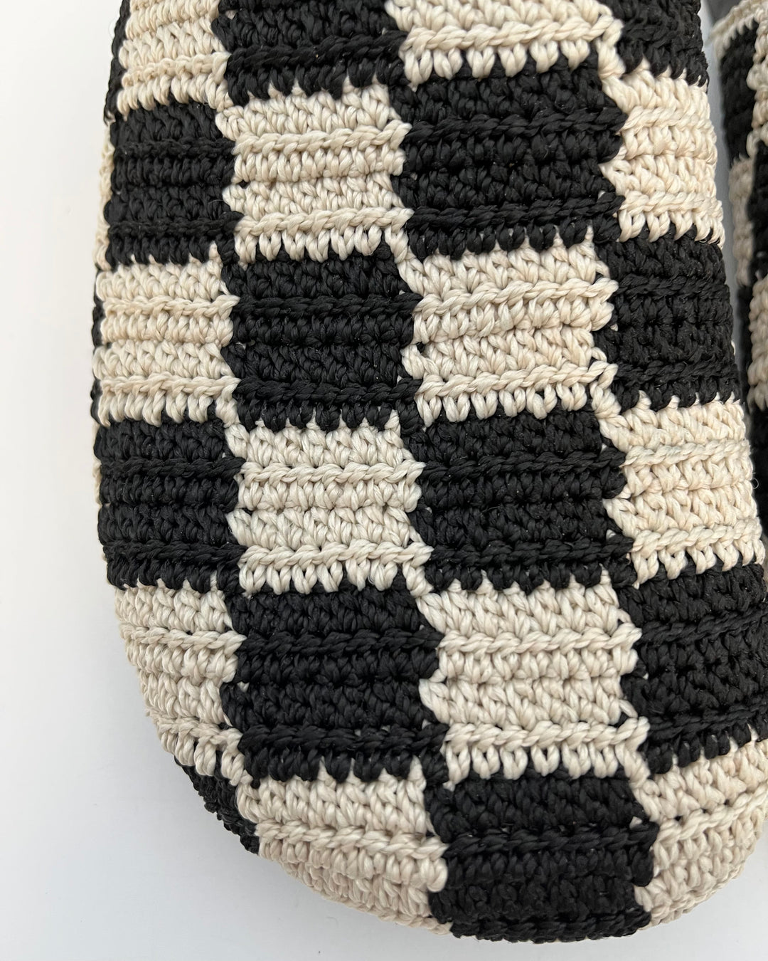 Black and Beige Checkered Crochet Clog - Size 5, 6, 7, 8, 9, 10 and 11