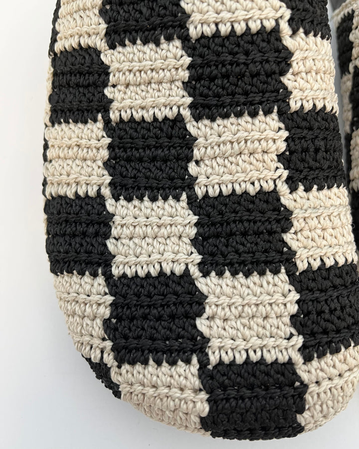Black and Beige Checkered Crochet Clog - Size 5, 6, 7, 8, 9, 10 and 11