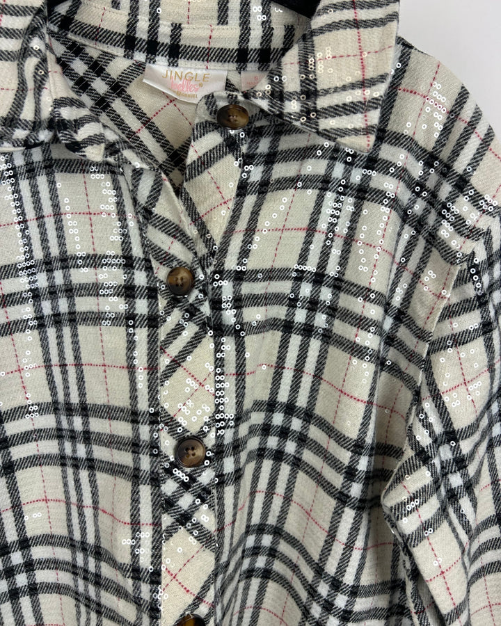 Plaid Sequin Shacket - Size 6/8