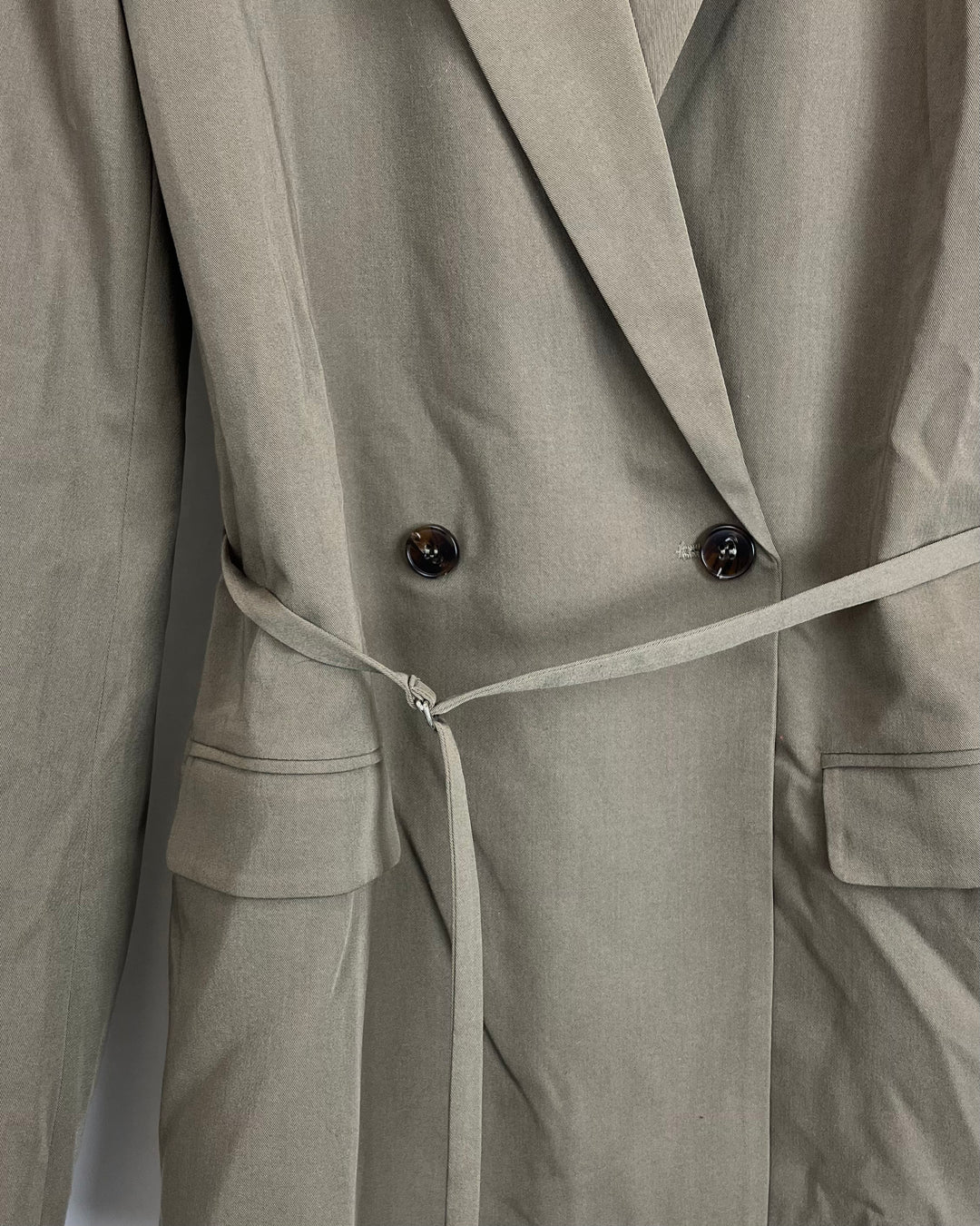 Olive Green Blazer With Shoulder Pads - Size 4/6