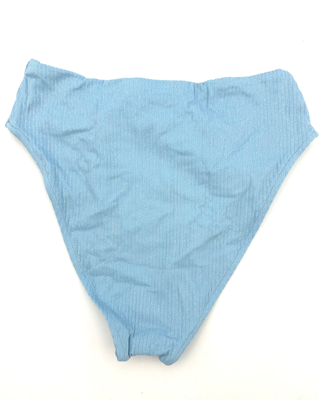 Metallic Light Blue High Waisted Bikini Bottom - Extra Small