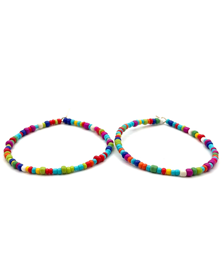 Multicolor Beaded Hoop Earrings