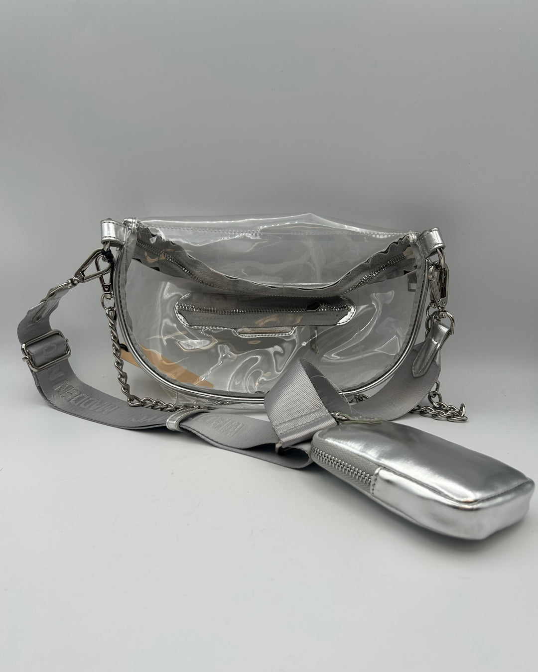 Clear With Silver Detailing Crossbody/Shoulder Bag
