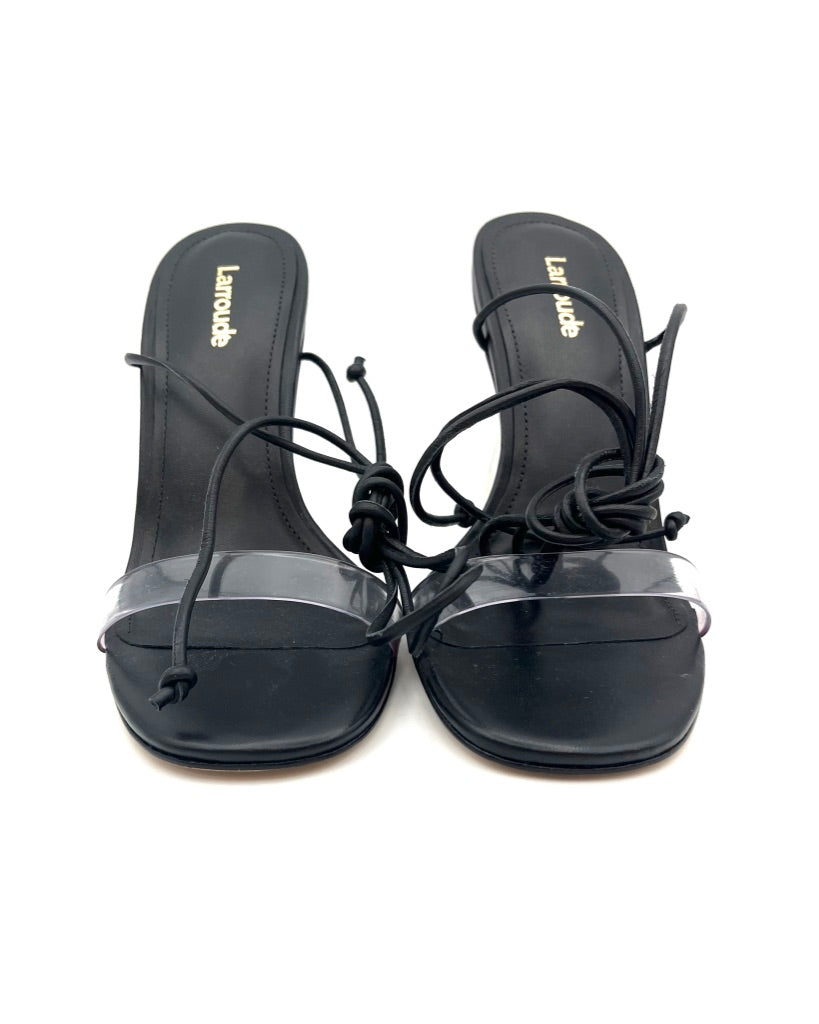 Black And Clear Lace Up Heel - Size 6