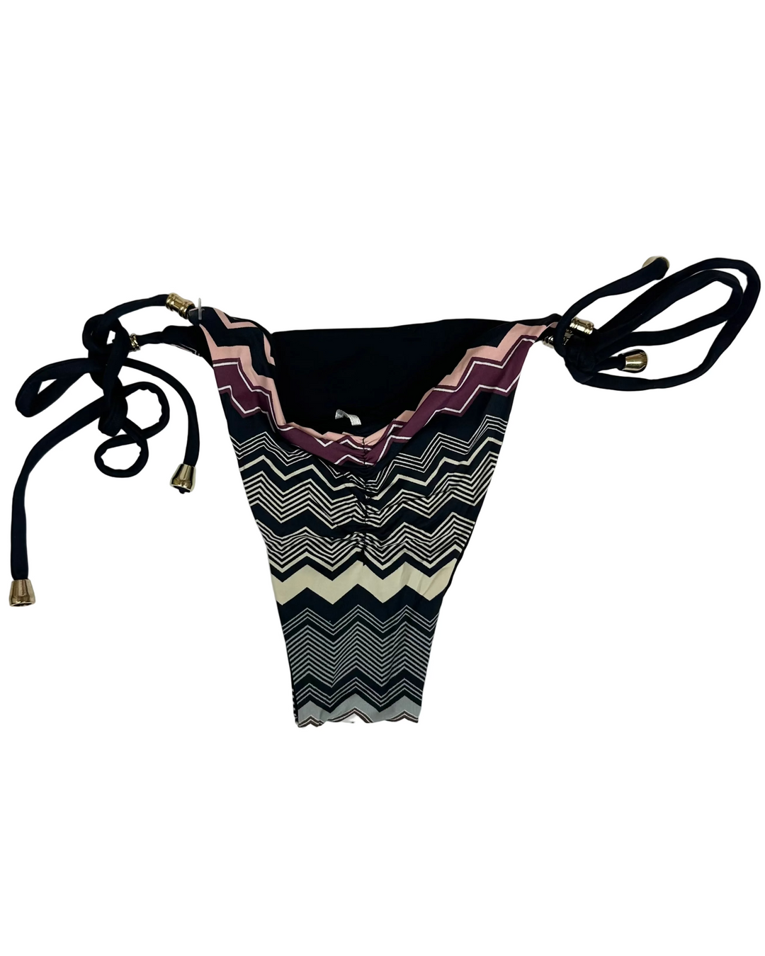 Ultra Cheeky Reversible Black Chevron Tie Bikini Bottom - Small