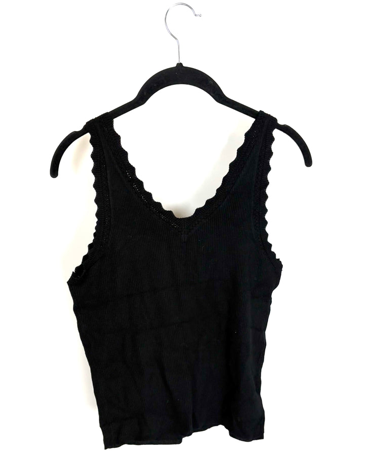 Black Patterned Trim Tank Top - Size 4/6