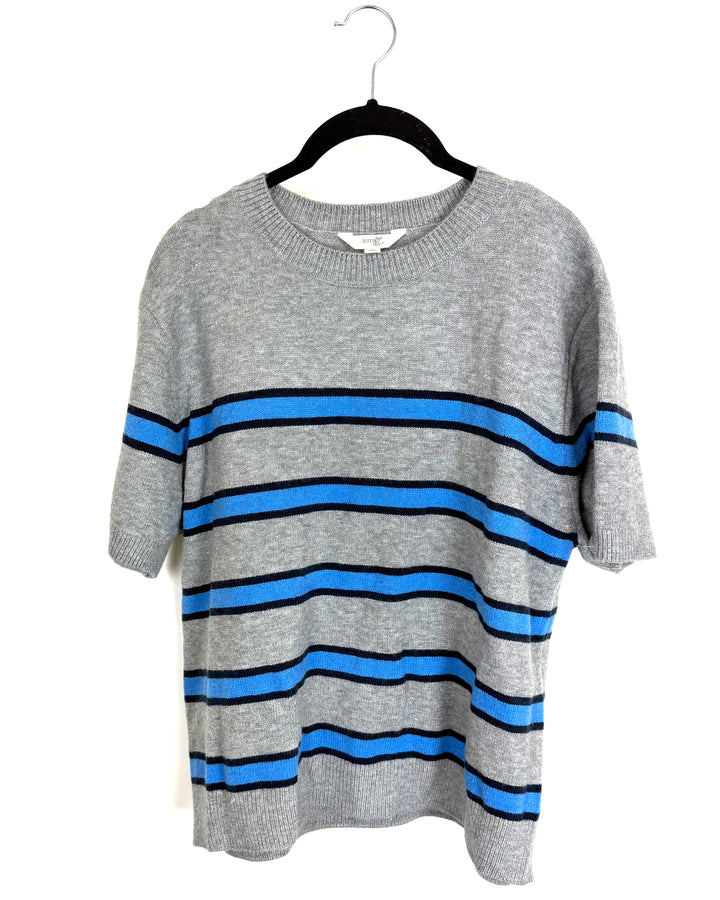 Blue & Gray Striped Knit Top - Size 16W-18W