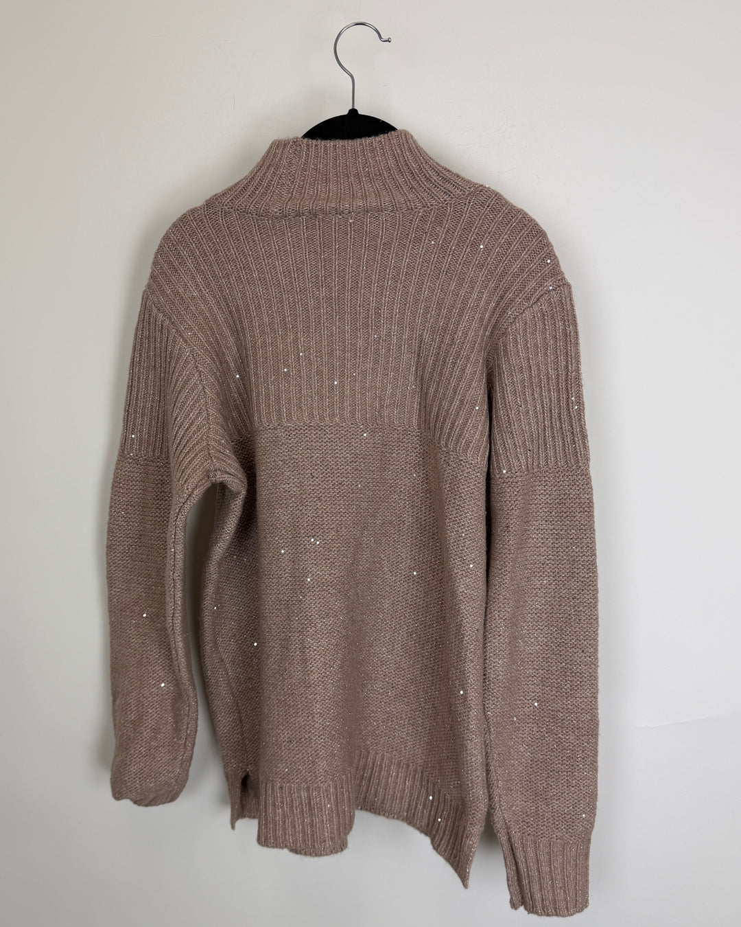 Taupe Brown Sequin Turtleneck Sweater - Size 6/8