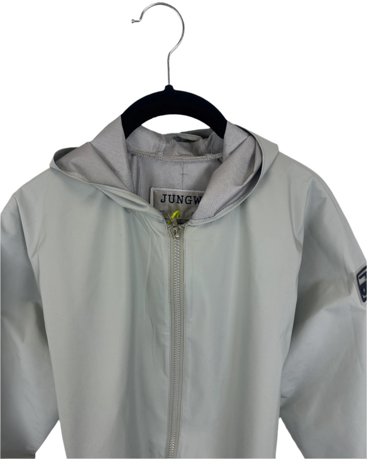 Light Gray Long Raincoat With Bungee Belt - Size 2/4, 6/8, 8/10 and 10/12