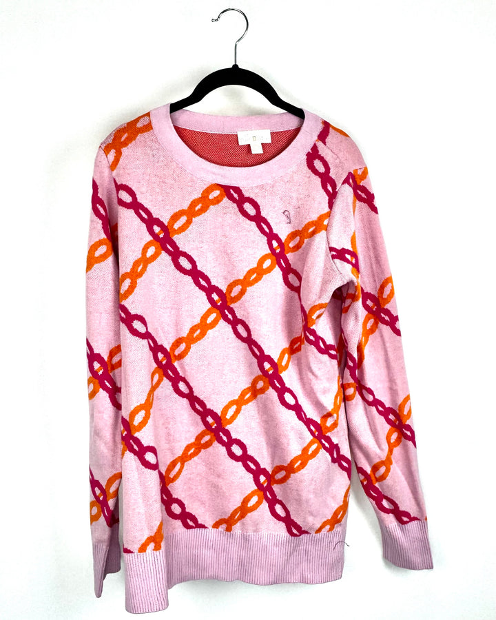 Light Pink Chain Pattern Sweater- Size 6/8