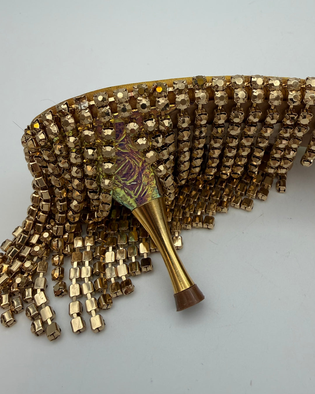 Iridescent Textured Rhinestone Fringe Back Heels - Size 40