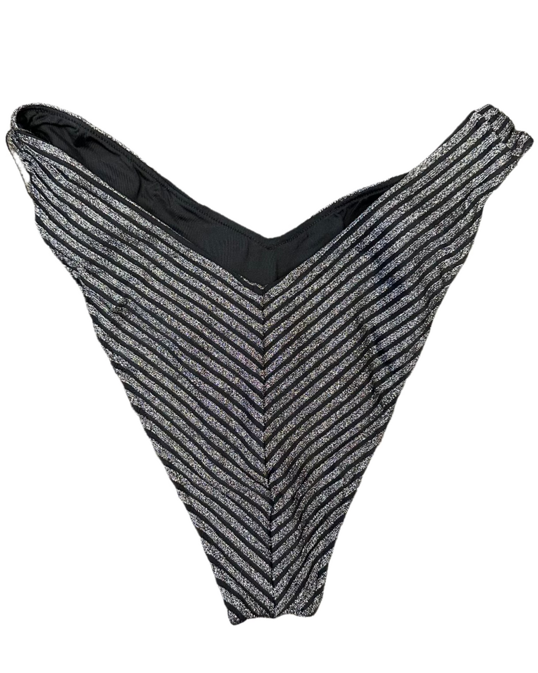Metallic Black High Cut Bikini Bottom - XL, XXL, XXXL